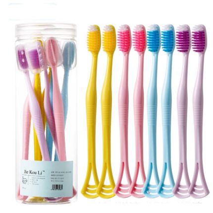 Brosse à dents multifonctionnelle pour raser la langue et nettoyer la bouche, poils souples