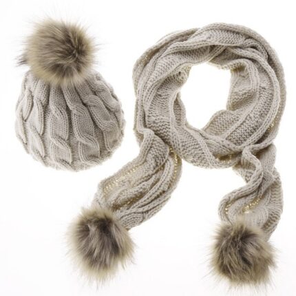 Ensemble bonnet en laine pour femme, forme 8