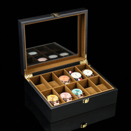 Coffret de rangement pour montres de style européen en bois noir, organisateur de présentation pour montres mécaniques, nouveau coffret cadeau pour bijoux femme