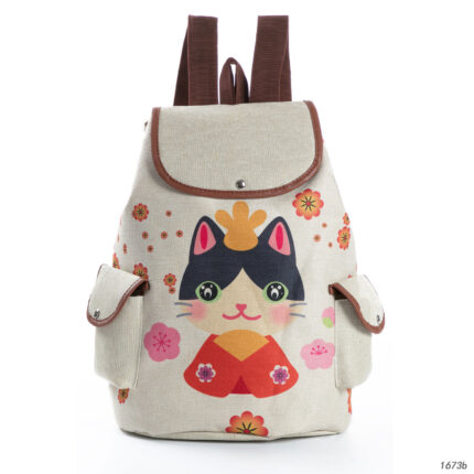 Sacs à dos rétro à cordon avec motif chat mignon