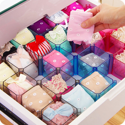Boîtes de rangement créatives et combinables pour sous-vêtements, organisateur de tiroirs, boîtes de rangement en plastique compartimentées et triées