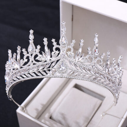 Ensemble de coiffes de mariage, serre-tête en cristal baroque, grande couronne