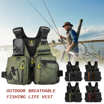 Gilet de sauvetage de pêche étanche, multipoches et détachable pour adulte